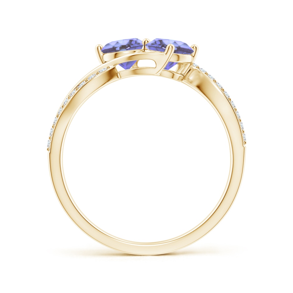 5mm AA Round Tanzanite Two Stone Bypass Ring with Diamonds in Yellow Gold side-1