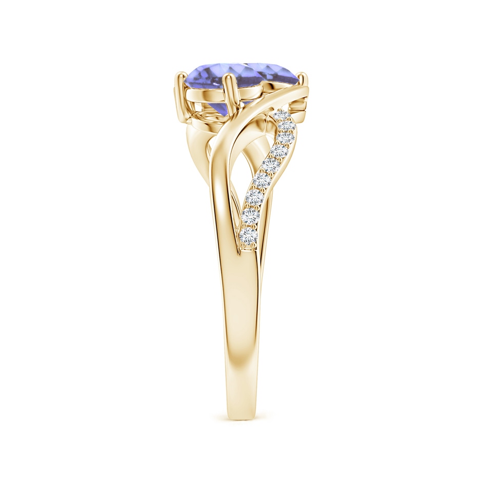 5mm AA Round Tanzanite Two Stone Bypass Ring with Diamonds in Yellow Gold side-2
