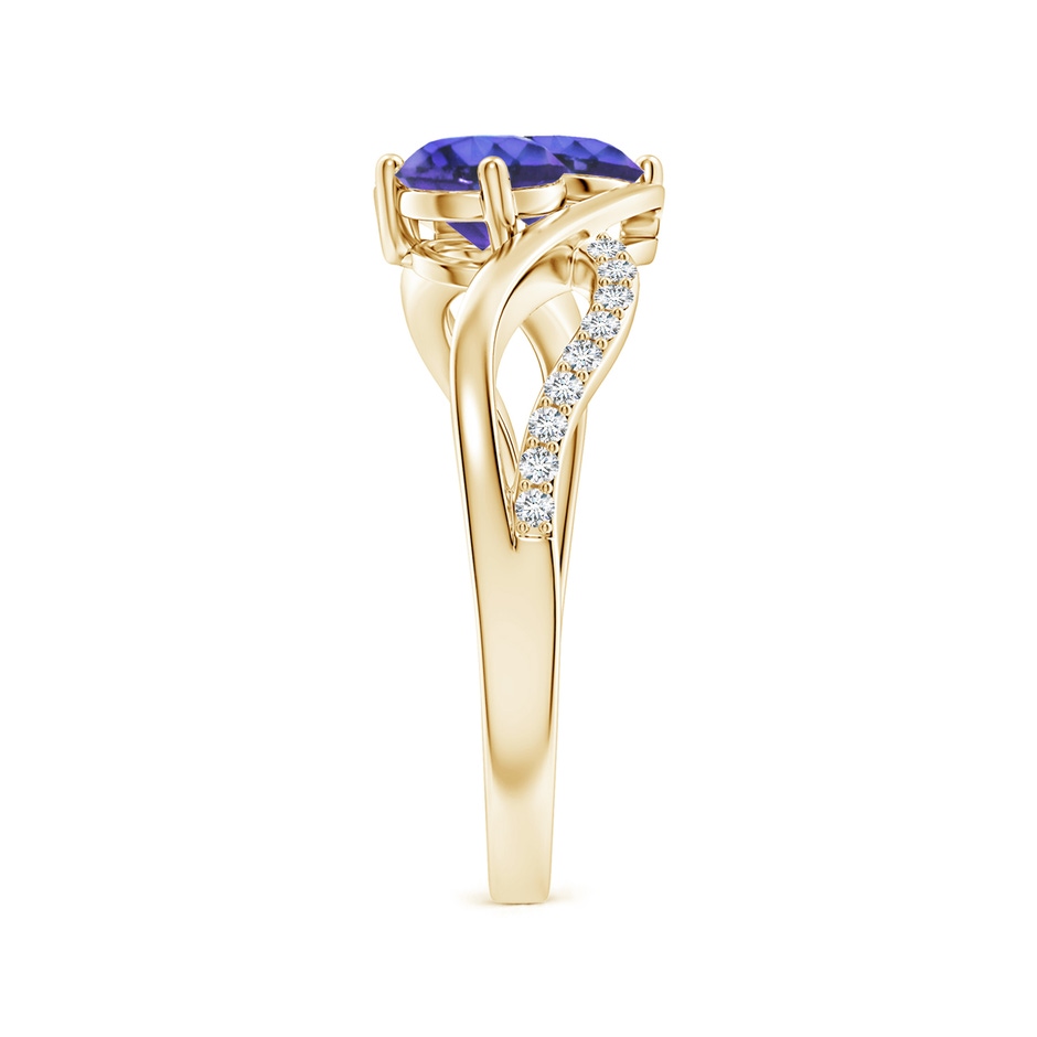 5mm AAA Round Tanzanite Two Stone Bypass Ring with Diamonds in 9K Yellow Gold product image