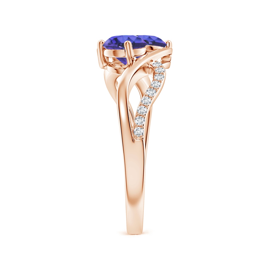 5mm AAA Round Tanzanite Two Stone Bypass Ring with Diamonds in Rose Gold side-2