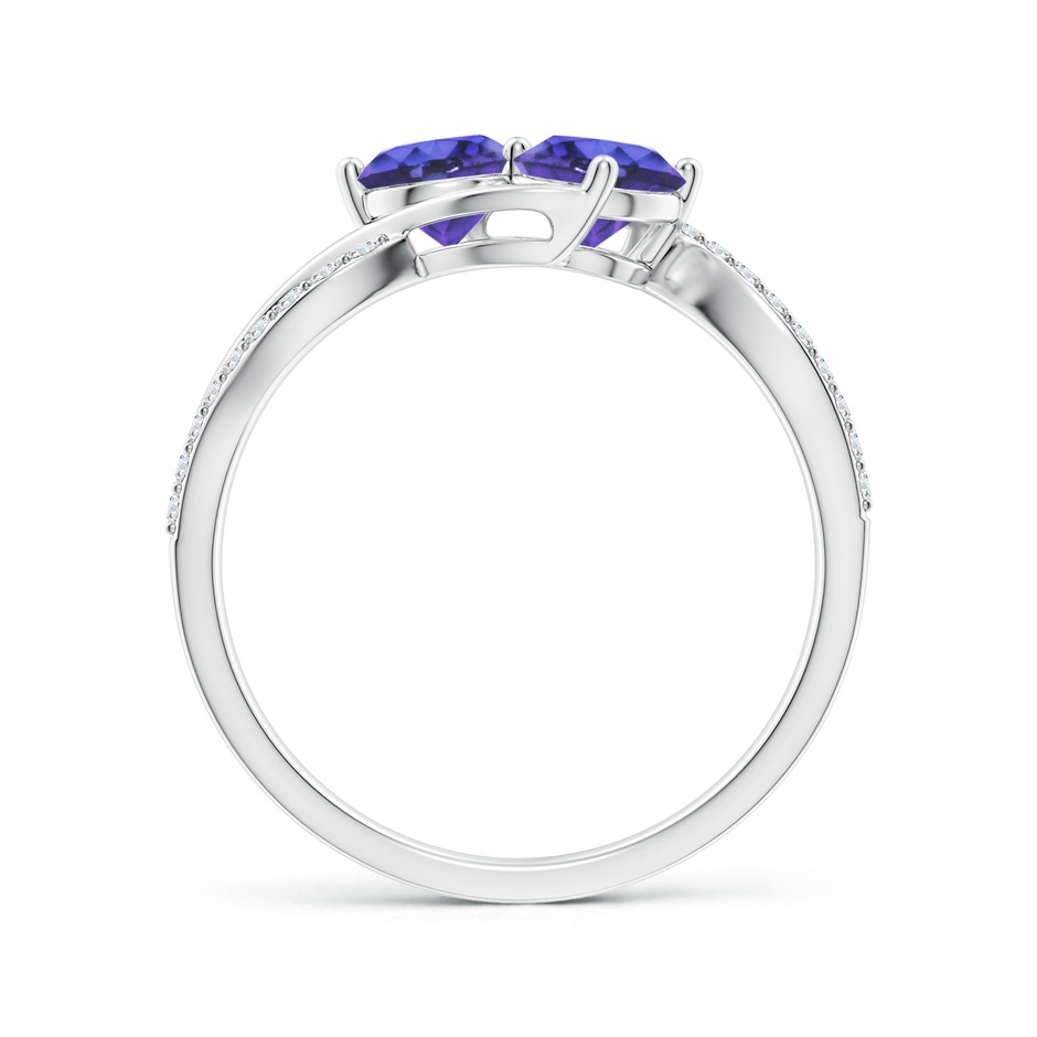 5mm AAA Round Tanzanite Two Stone Bypass Ring with Diamonds in S999 Silver side-1