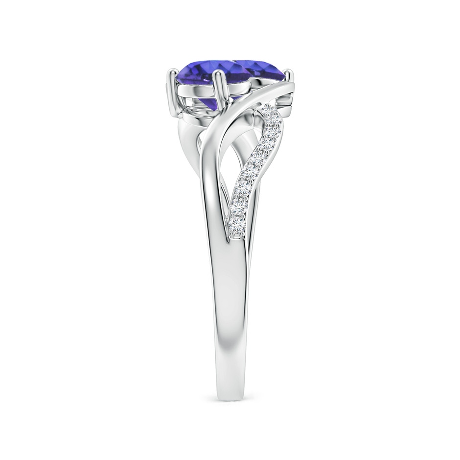 5mm AAA Round Tanzanite Two Stone Bypass Ring with Diamonds in S999 Silver side-2