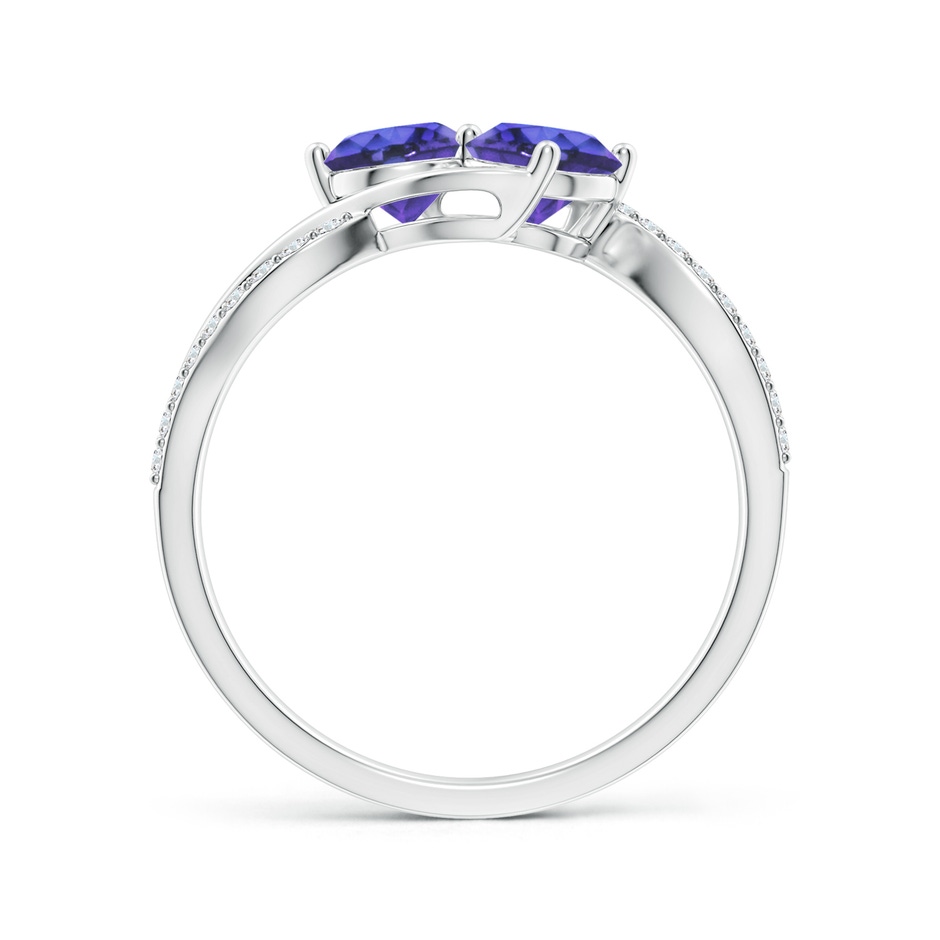 5mm AAA Round Tanzanite Two Stone Bypass Ring with Diamonds in White Gold side-1