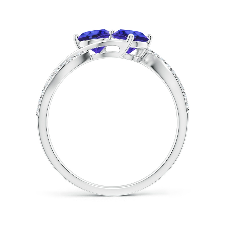 5mm AAAA Round Tanzanite Two Stone Bypass Ring with Diamonds in S999 Silver side-1