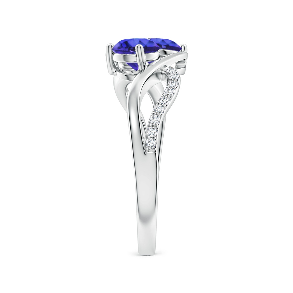 5mm AAAA Round Tanzanite Two Stone Bypass Ring with Diamonds in S999 Silver side-2
