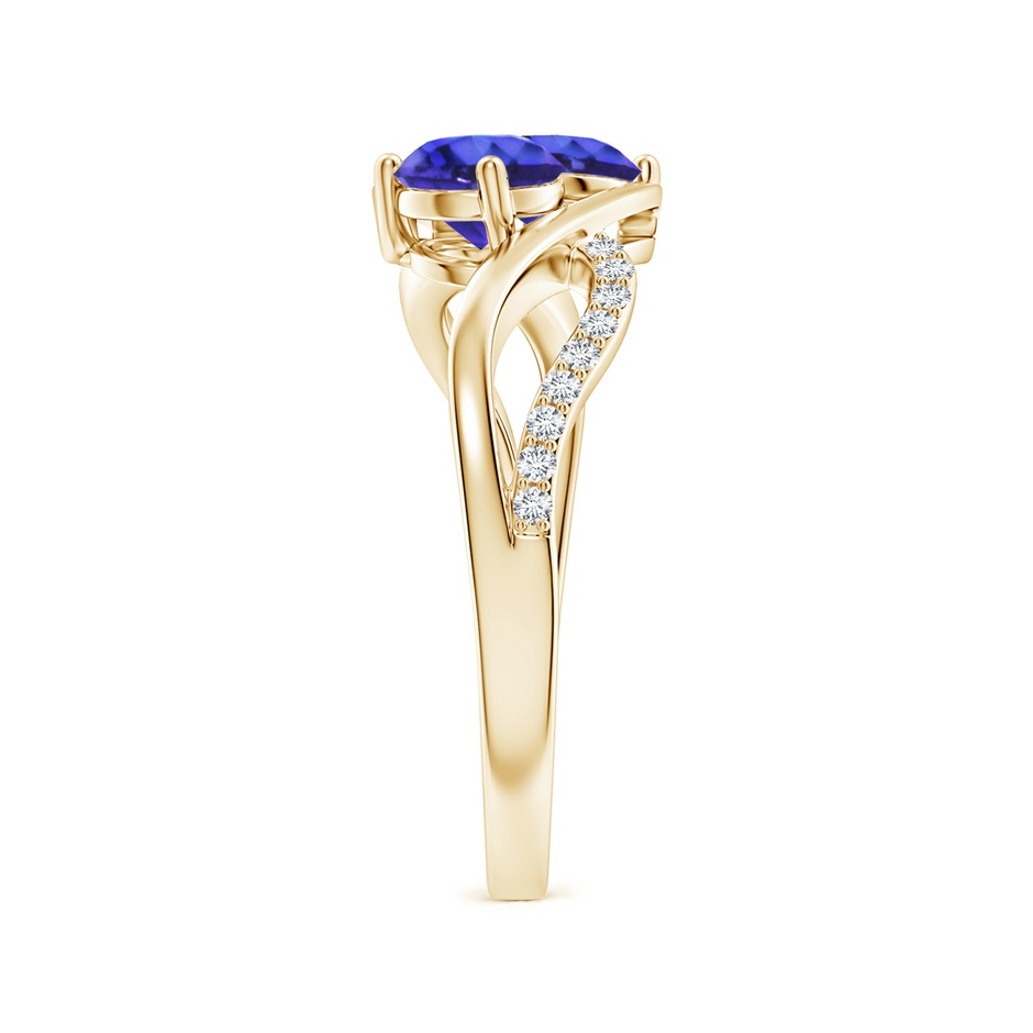 5mm AAAA Round Tanzanite Two Stone Bypass Ring with Diamonds in Yellow Gold side-2