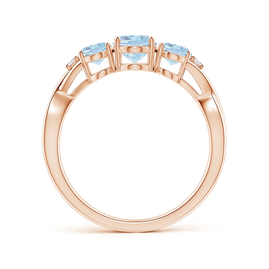 7x5mm A Oval Aquamarine Three Stone Criss-Cross Ring in Rose Gold side-1
