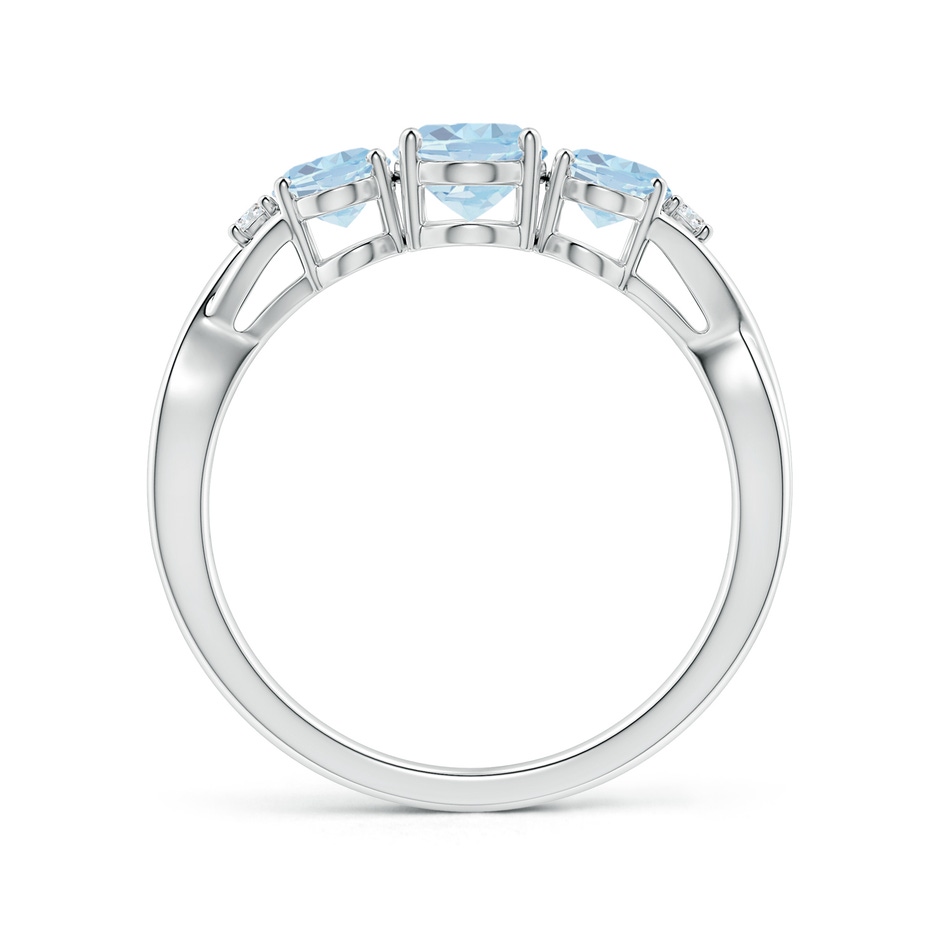 7x5mm A Oval Aquamarine Three Stone Criss-Cross Ring in White Gold side-1