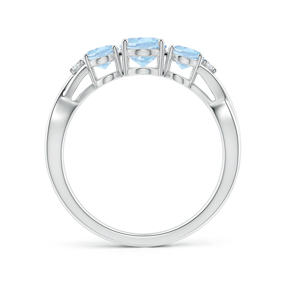 7x5mm AA Oval Aquamarine Three Stone Criss-Cross Ring in White Gold side-1