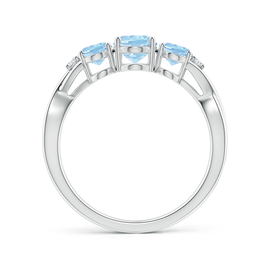 7x5mm AAA Oval Aquamarine Three Stone Criss-Cross Ring in 9K White Gold side-1