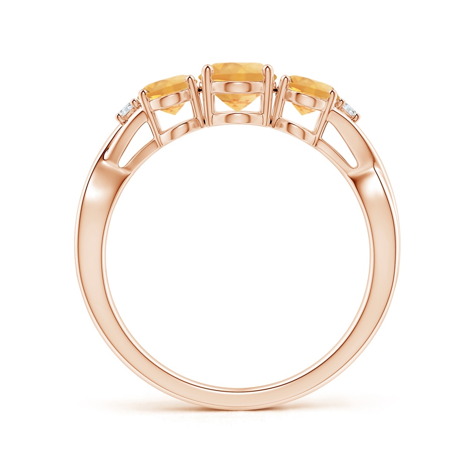 7x5mm A Oval Citrine Three Stone Criss-Cross Ring in Rose Gold side-1
