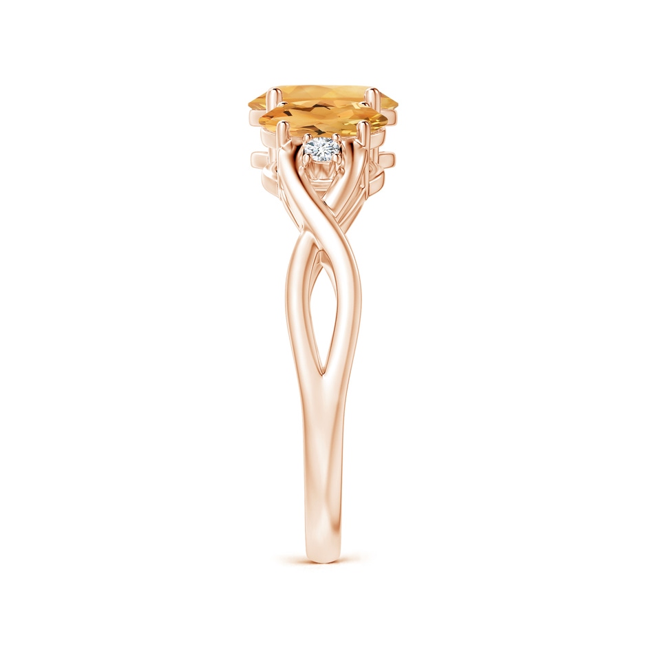 7x5mm A Oval Citrine Three Stone Criss-Cross Ring in Rose Gold side-2