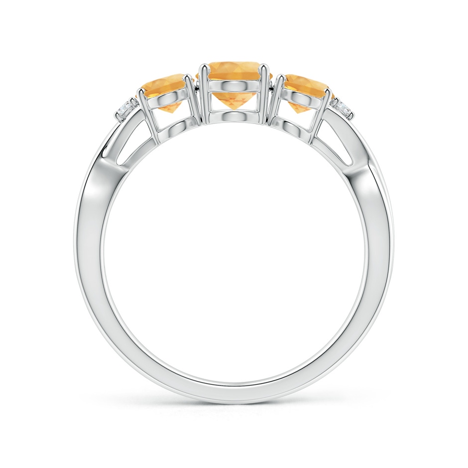 7x5mm A Oval Citrine Three Stone Criss-Cross Ring in White Gold side-1