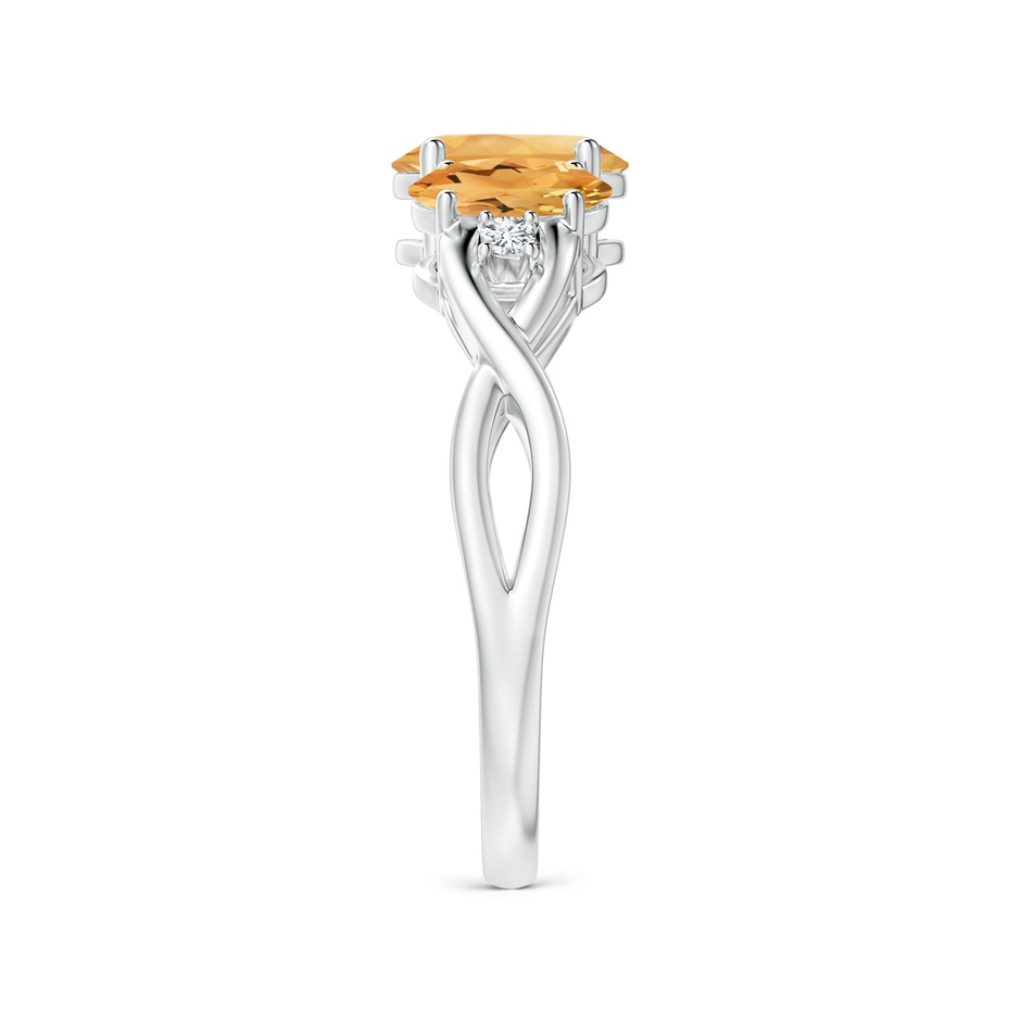 7x5mm A Oval Citrine Three Stone Criss-Cross Ring in White Gold side-2