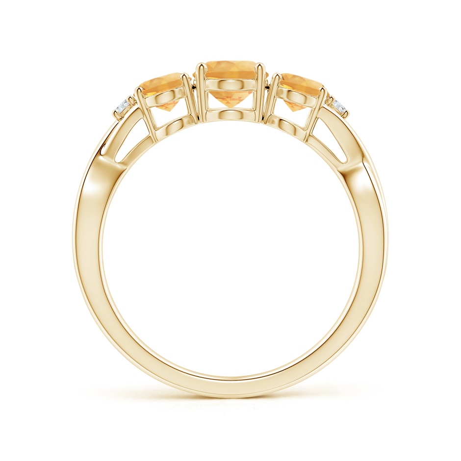 7x5mm A Oval Citrine Three Stone Criss-Cross Ring in Yellow Gold side-1