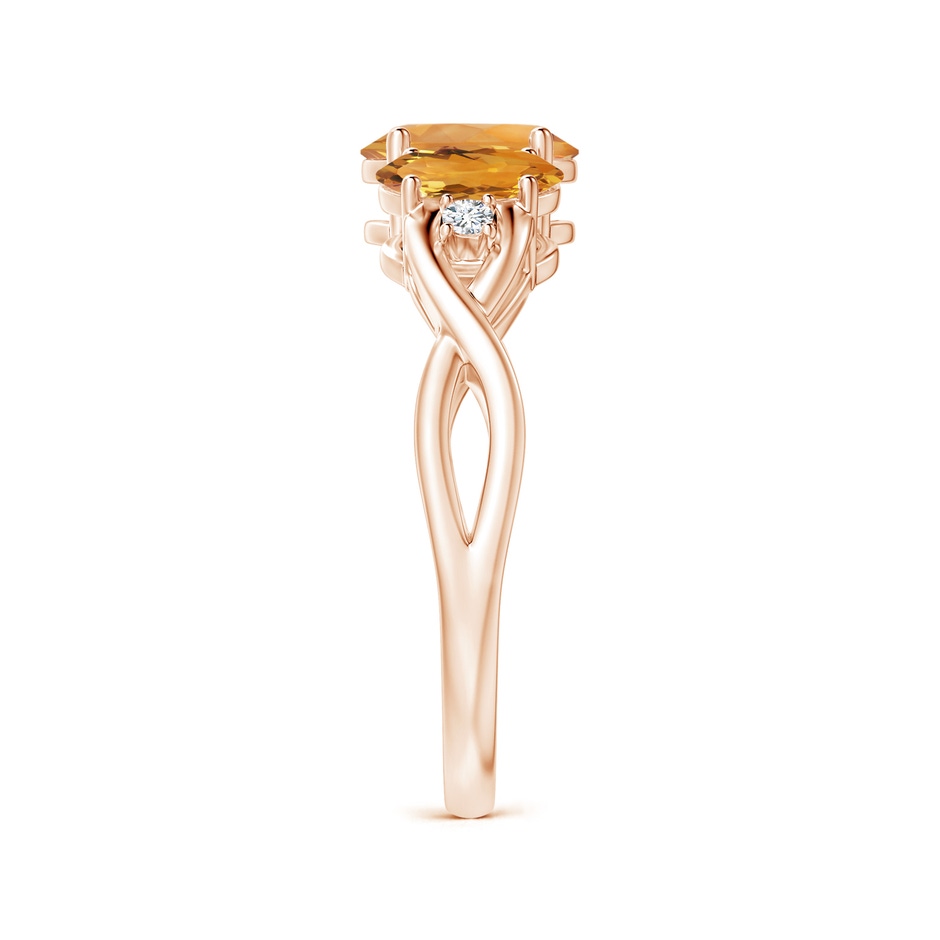 7x5mm AA Oval Citrine Three Stone Criss-Cross Ring in Rose Gold side-2