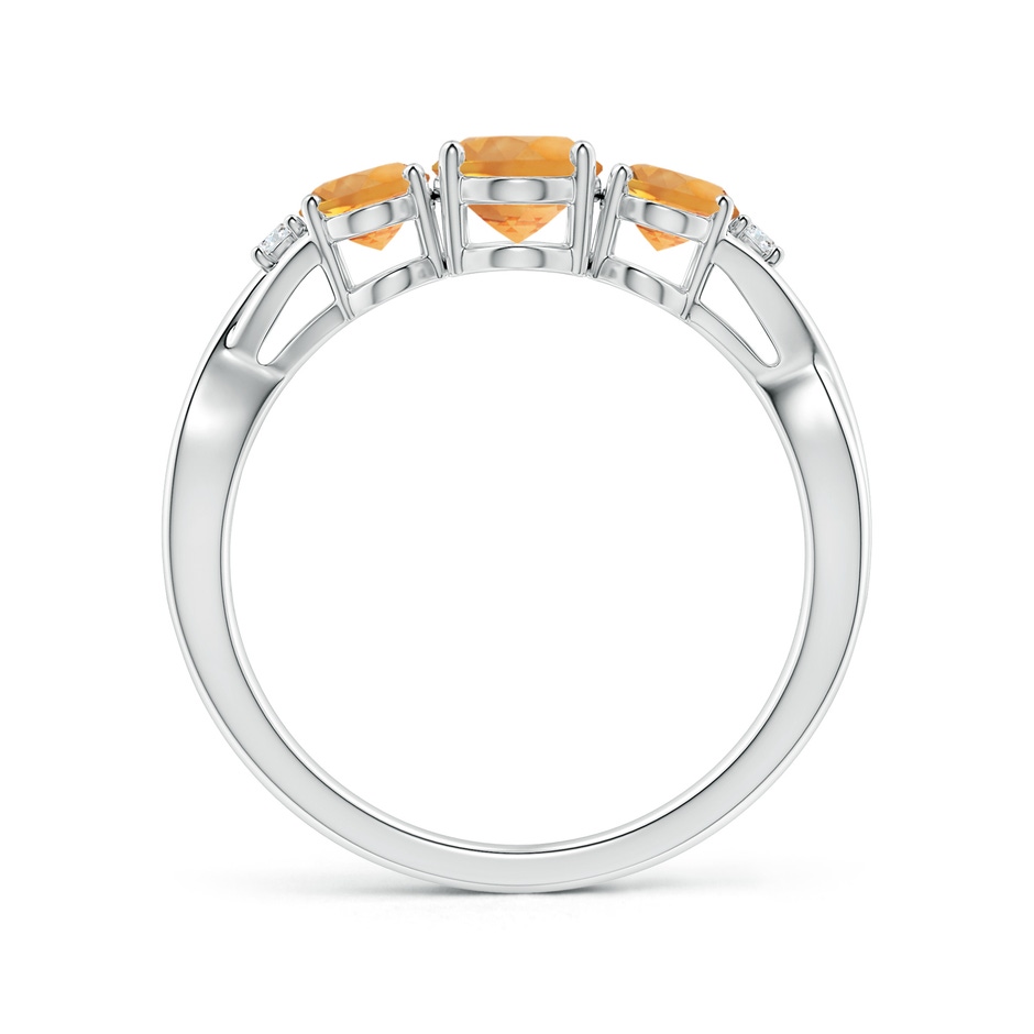 7x5mm AA Oval Citrine Three Stone Criss-Cross Ring in White Gold side-1