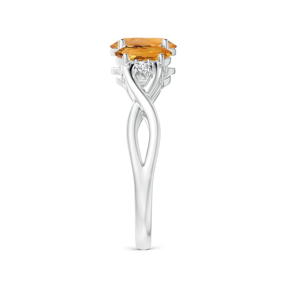 7x5mm AA Oval Citrine Three Stone Criss-Cross Ring in White Gold side-2