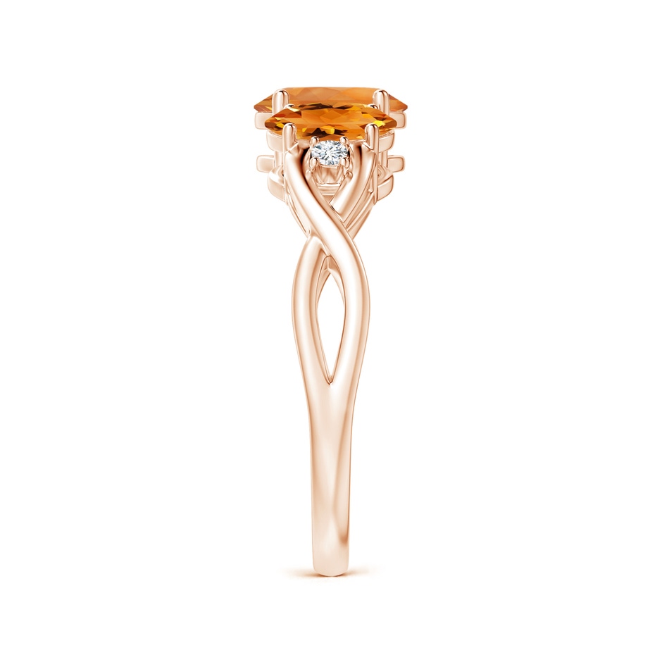 7x5mm AAA Oval Citrine Three Stone Criss-Cross Ring in Rose Gold side-2