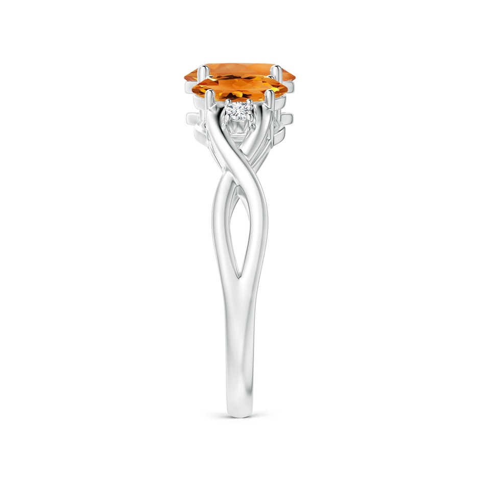 7x5mm AAA Oval Citrine Three Stone Criss-Cross Ring in White Gold side-2