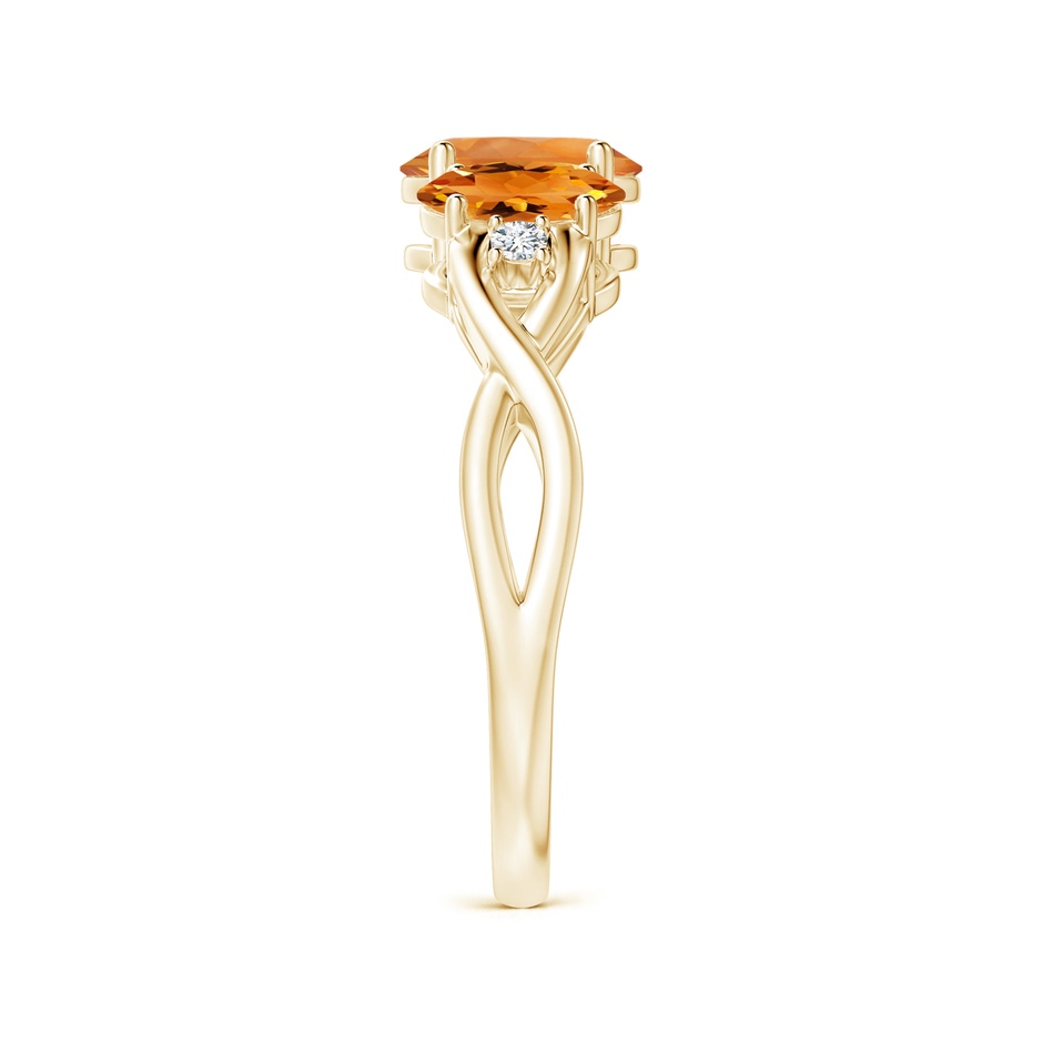 7x5mm AAA Oval Citrine Three Stone Criss-Cross Ring in Yellow Gold side-2