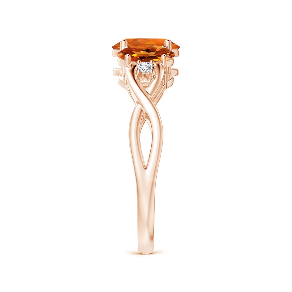 7x5mm AAAA Oval Citrine Three Stone Criss-Cross Ring in Rose Gold side-2