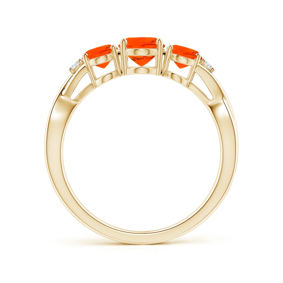 7x5mm AAA Oval Fire Opal Three Stone Criss-Cross Ring in Yellow Gold side-1