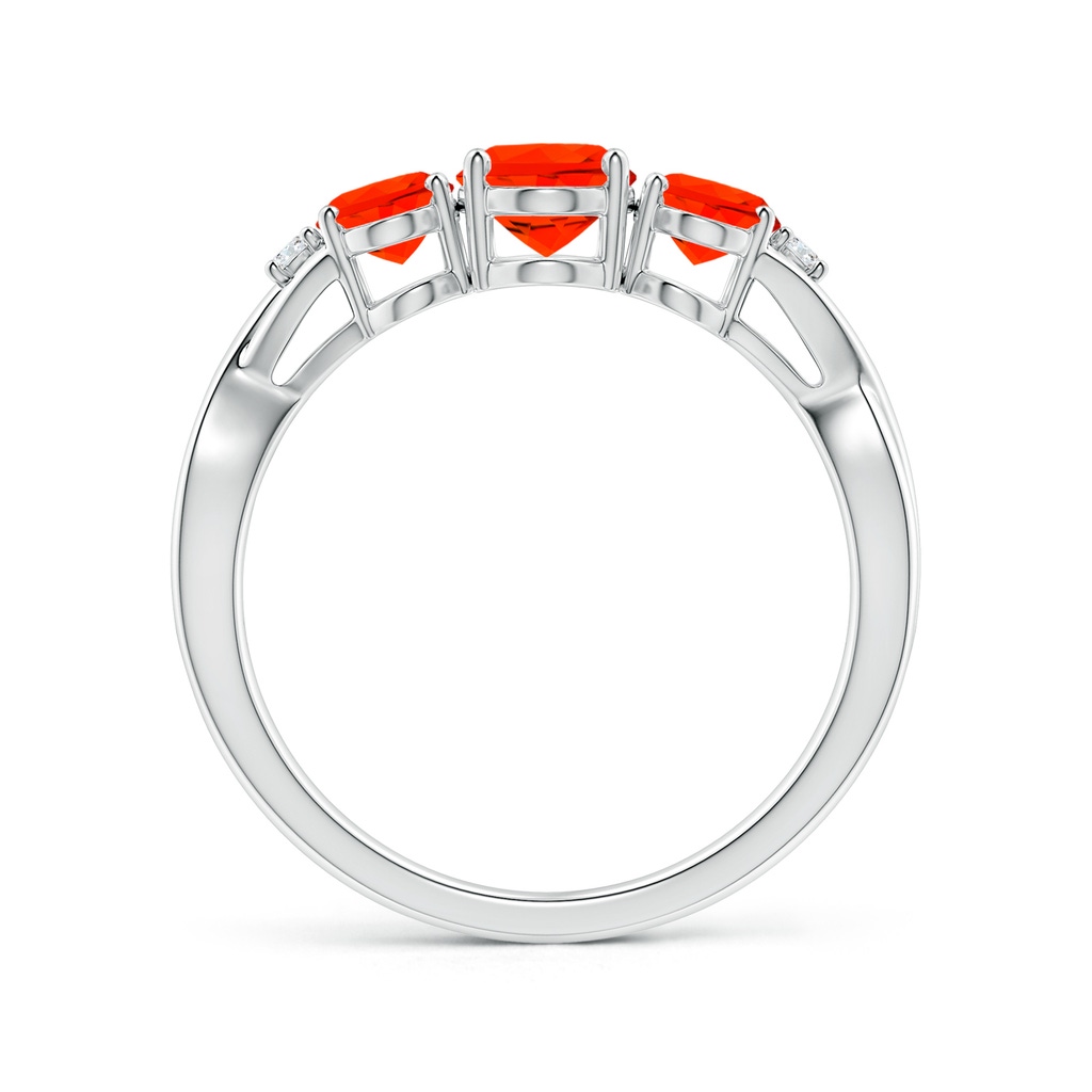 7x5mm AAAA Oval Fire Opal Three Stone Criss-Cross Ring in White Gold - side_1
