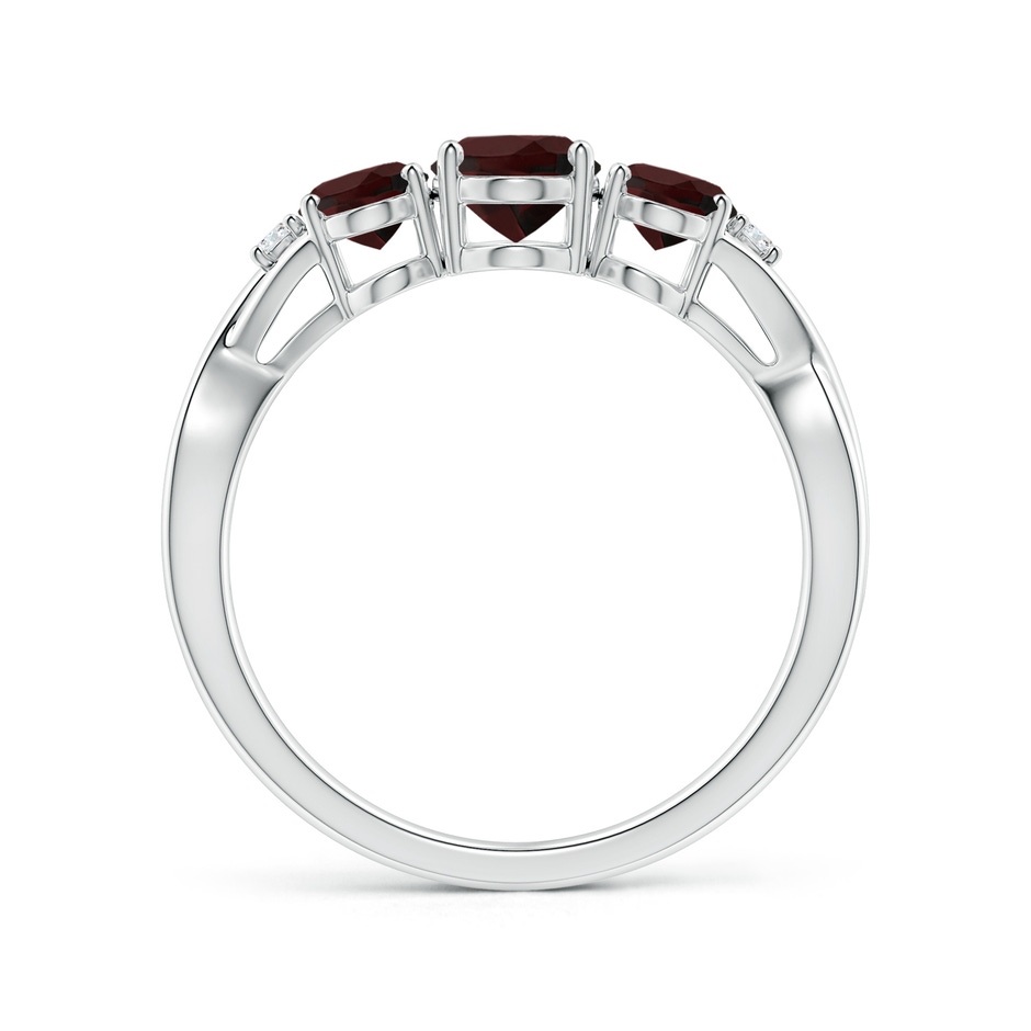 7x5mm A Oval Garnet Three Stone Criss-Cross Ring in White Gold side-1