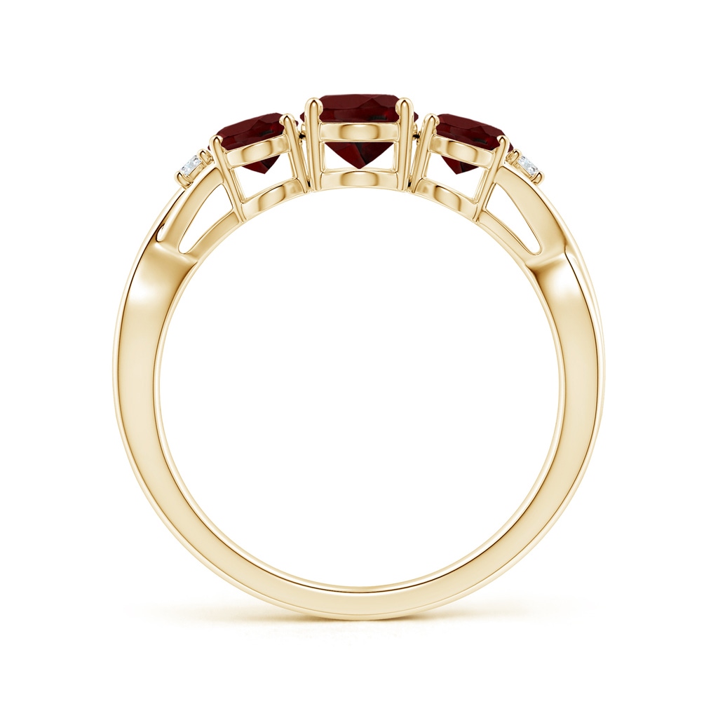 7x5mm AAA Oval Garnet Three Stone Criss-Cross Ring in 10K Yellow Gold - side_1