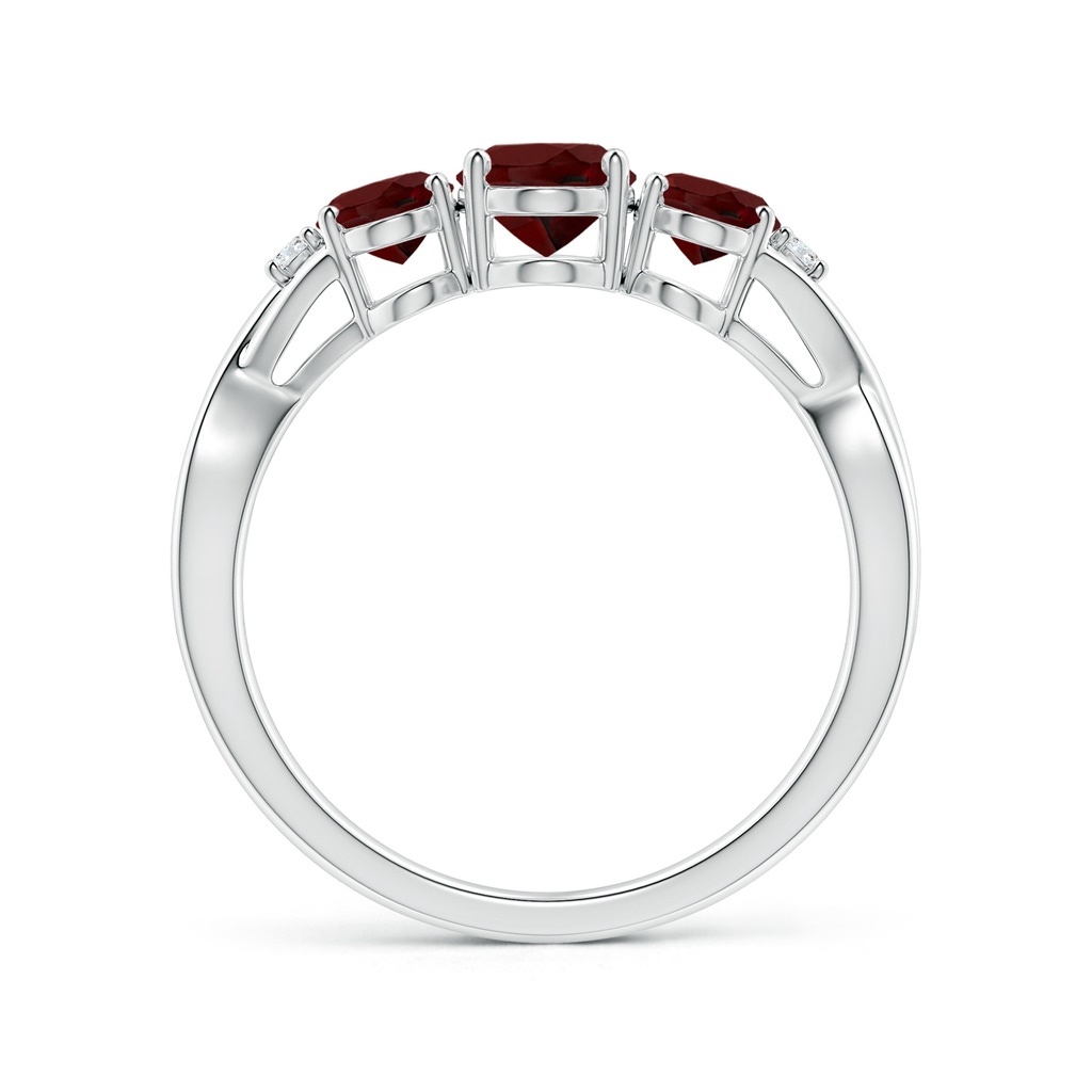 7x5mm AAA Oval Garnet Three Stone Criss-Cross Ring in White Gold - side_1