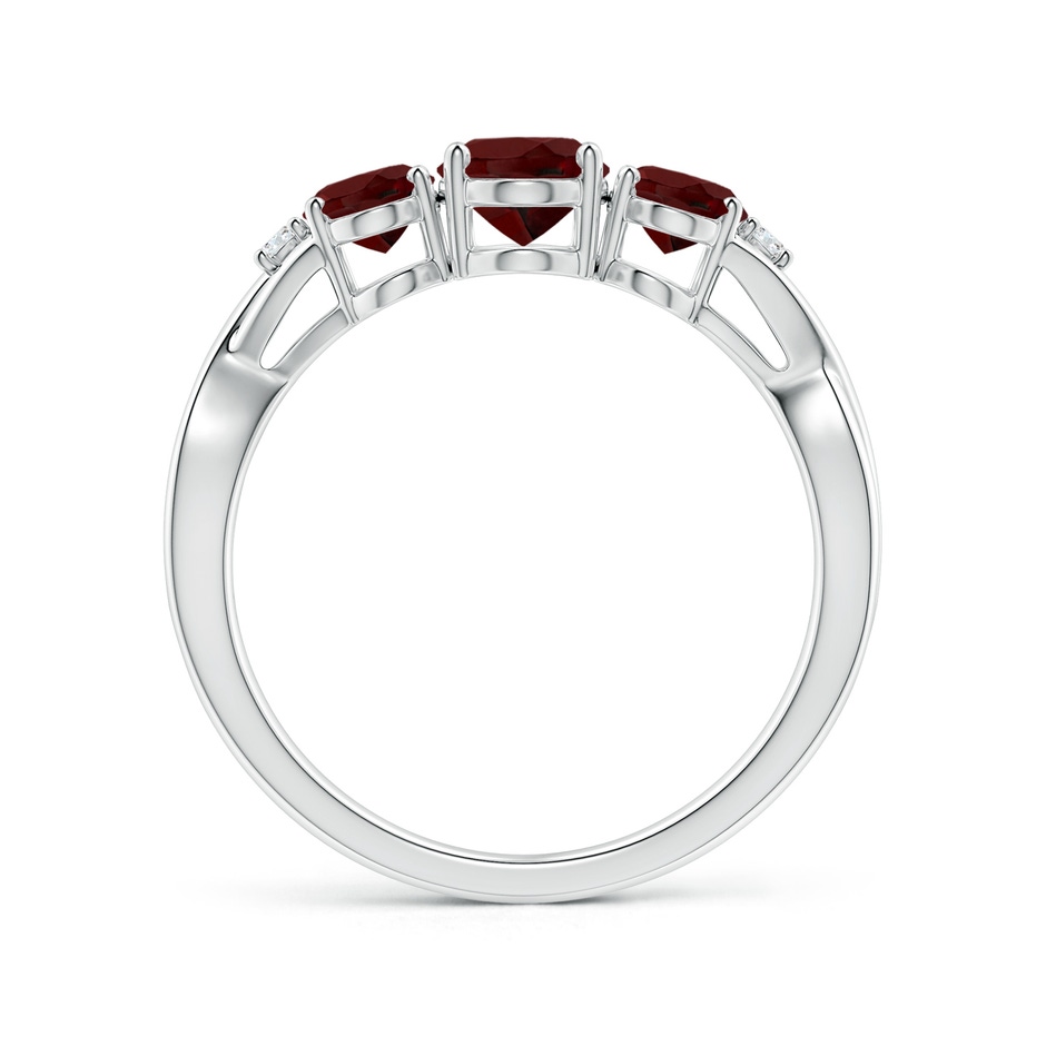 7x5mm AAA Oval Garnet Three Stone Criss-Cross Ring in White Gold side-1