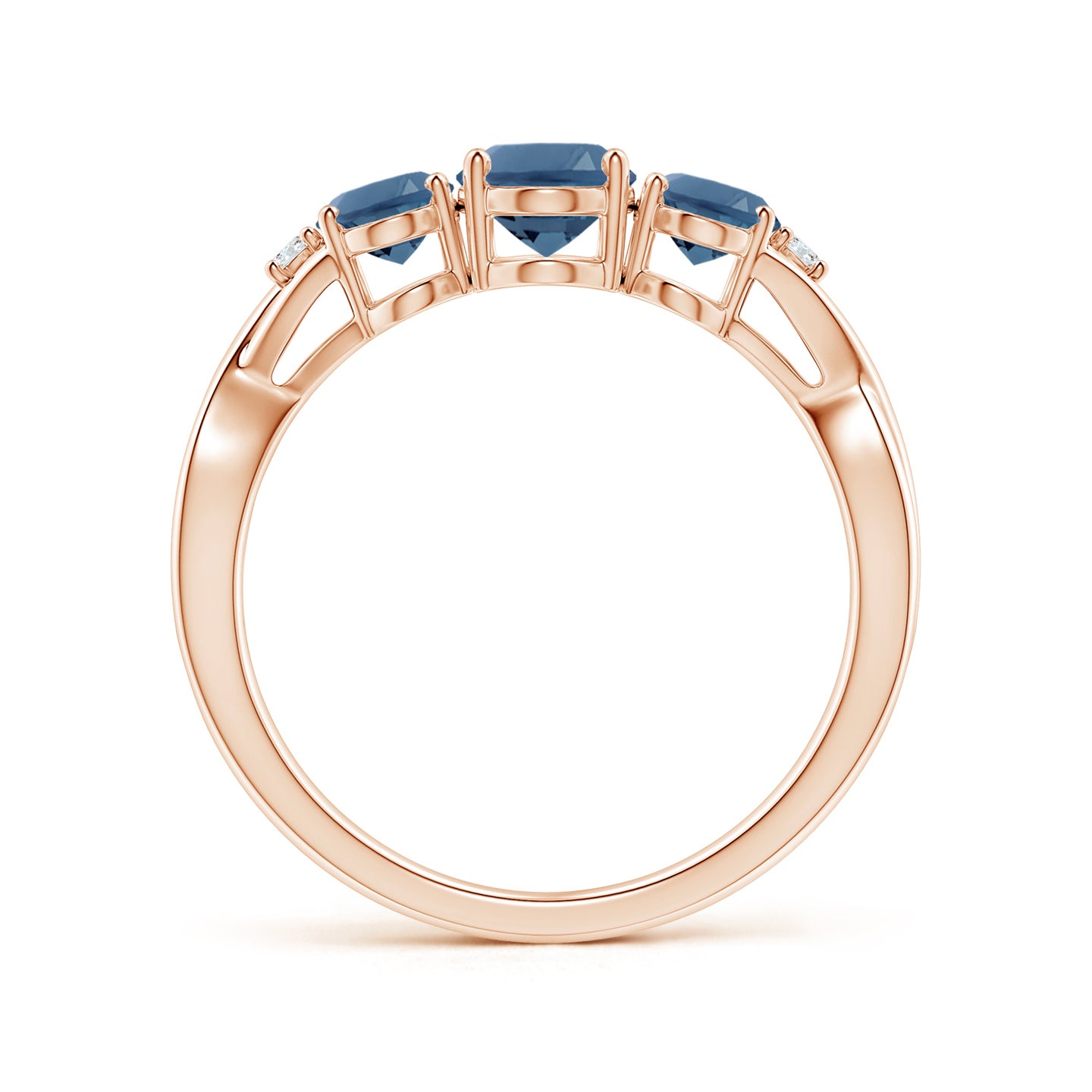 Oval London Blue Topaz Three Stone Criss-Cross Ring