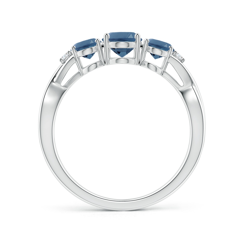 7x5mm A Oval London Blue Topaz Three Stone Criss-Cross Ring in S999 Silver product image