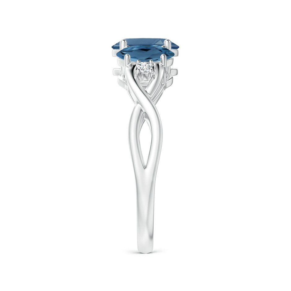 7x5mm A Oval London Blue Topaz Three Stone Criss-Cross Ring in S999 Silver product image