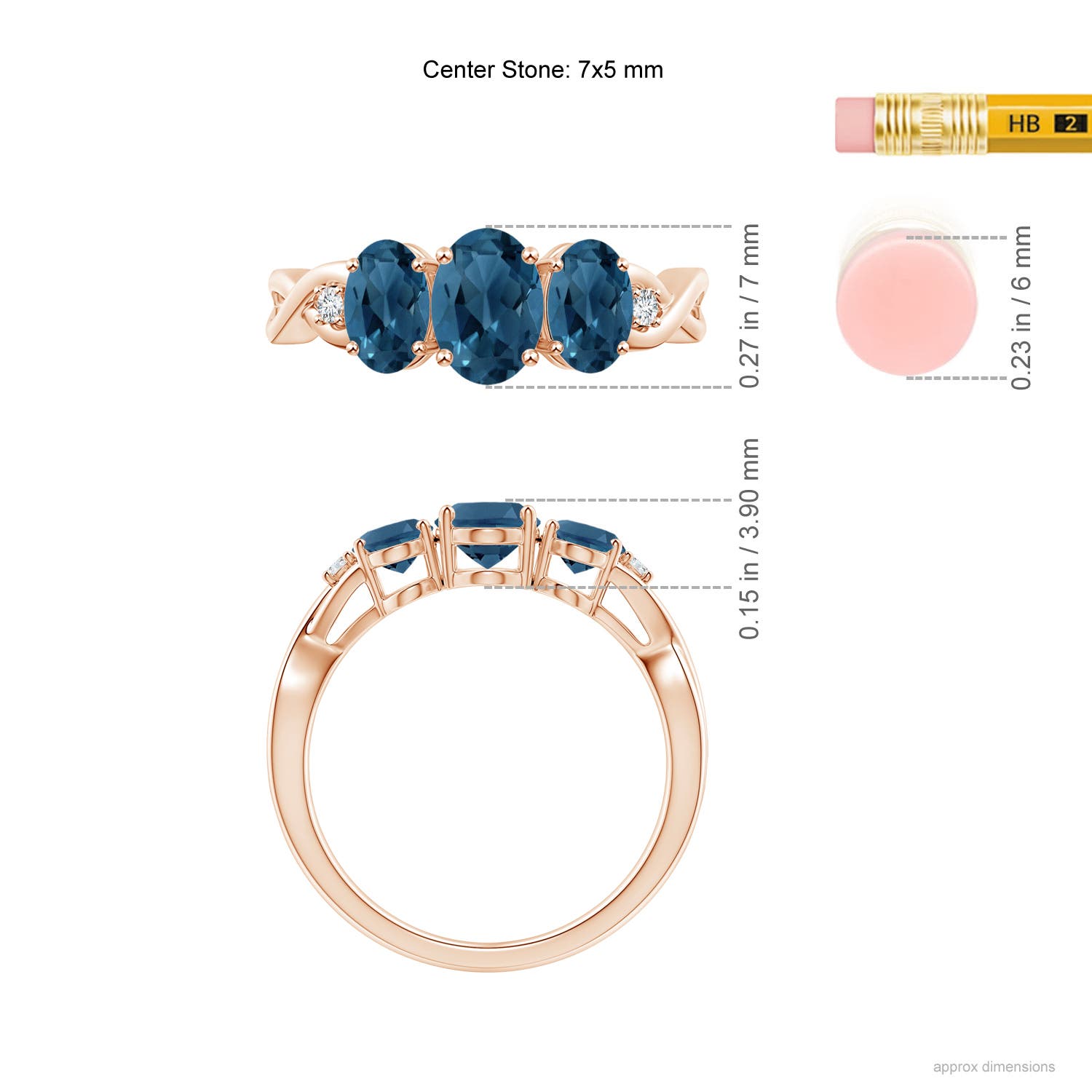 AA - London Blue Topaz / 2.07 CT / 14 KT Rose Gold