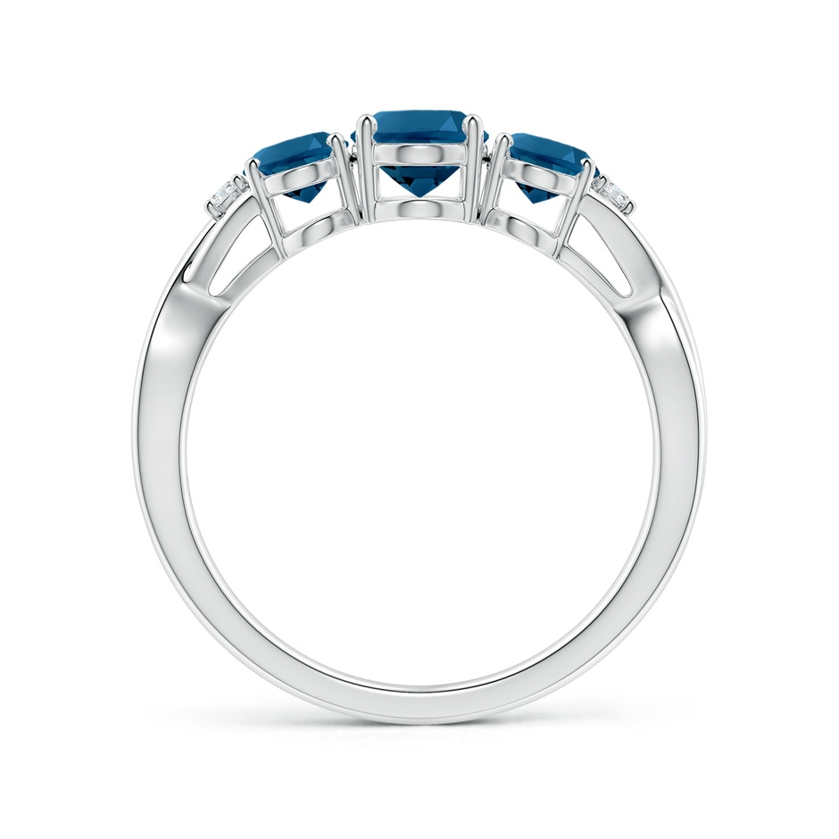 7x5mm AAAA Oval London Blue Topaz Three Stone Criss-Cross Ring in White Gold product image