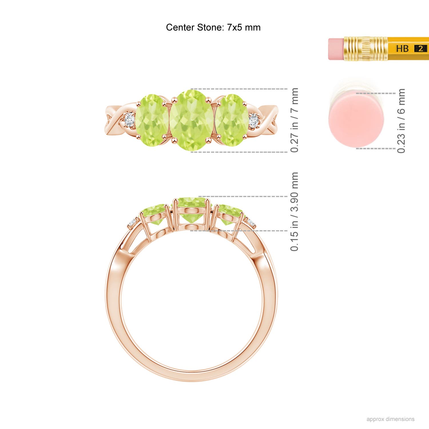 A - Peridot / 1.85 CT / 14 KT Rose Gold