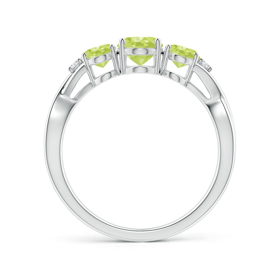 7x5mm A Oval Peridot Three Stone Criss-Cross Ring in White Gold side-1