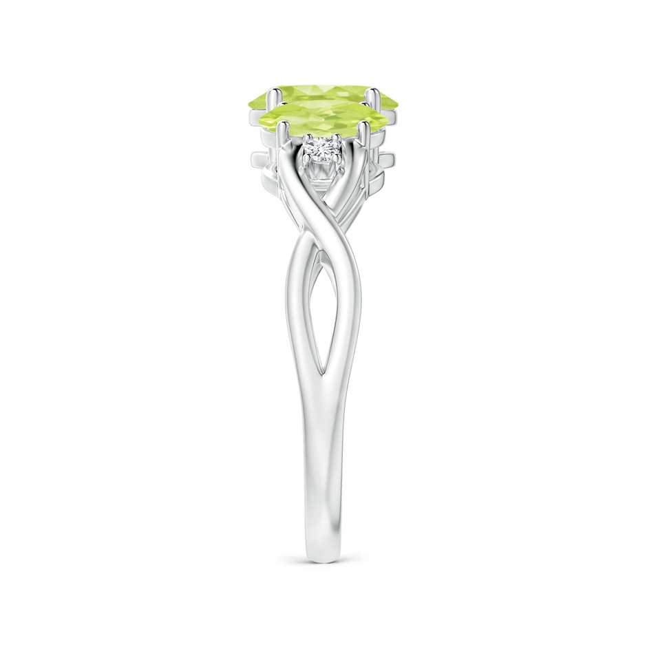 7x5mm A Oval Peridot Three Stone Criss-Cross Ring in White Gold side-2