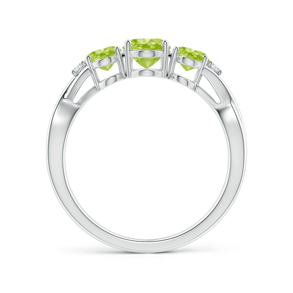 7x5mm AA Oval Peridot Three Stone Criss-Cross Ring in White Gold side-1
