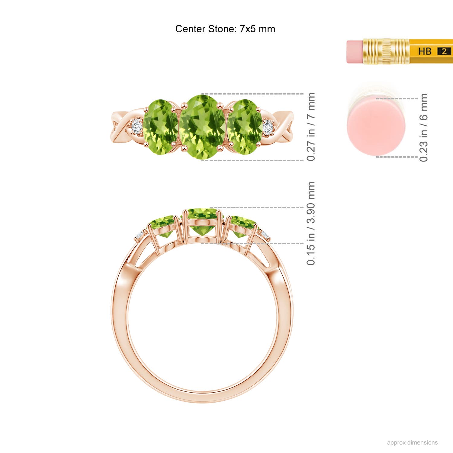 AAA - Peridot / 1.85 CT / 14 KT Rose Gold