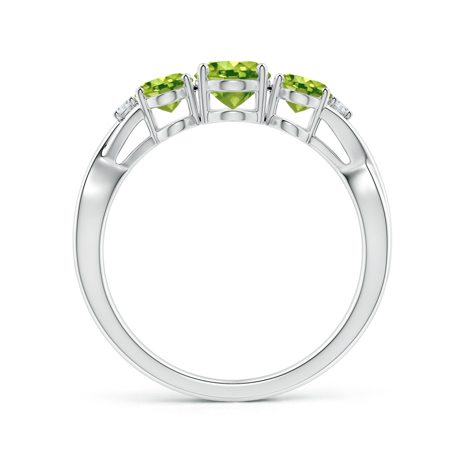 7x5mm AAA Oval Peridot Three Stone Criss-Cross Ring in White Gold side-1