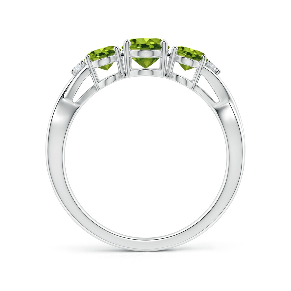 7x5mm AAAA Oval Peridot Three Stone Criss-Cross Ring in White Gold side-1