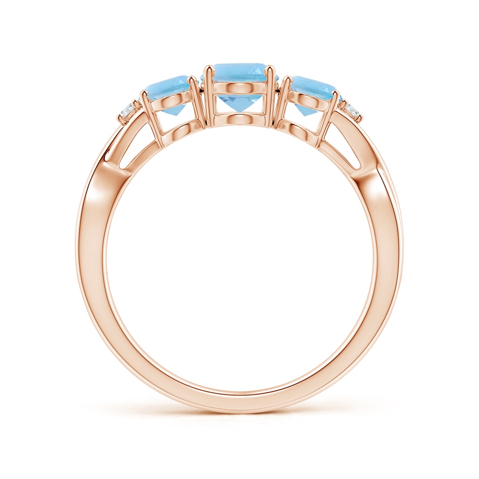 7x5mm A Oval Swiss Blue Topaz Three Stone Criss-Cross Ring in Rose Gold side-1