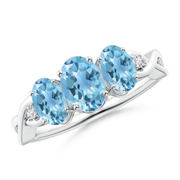 Three Stone Swiss Blue Topaz Three Stone Rings