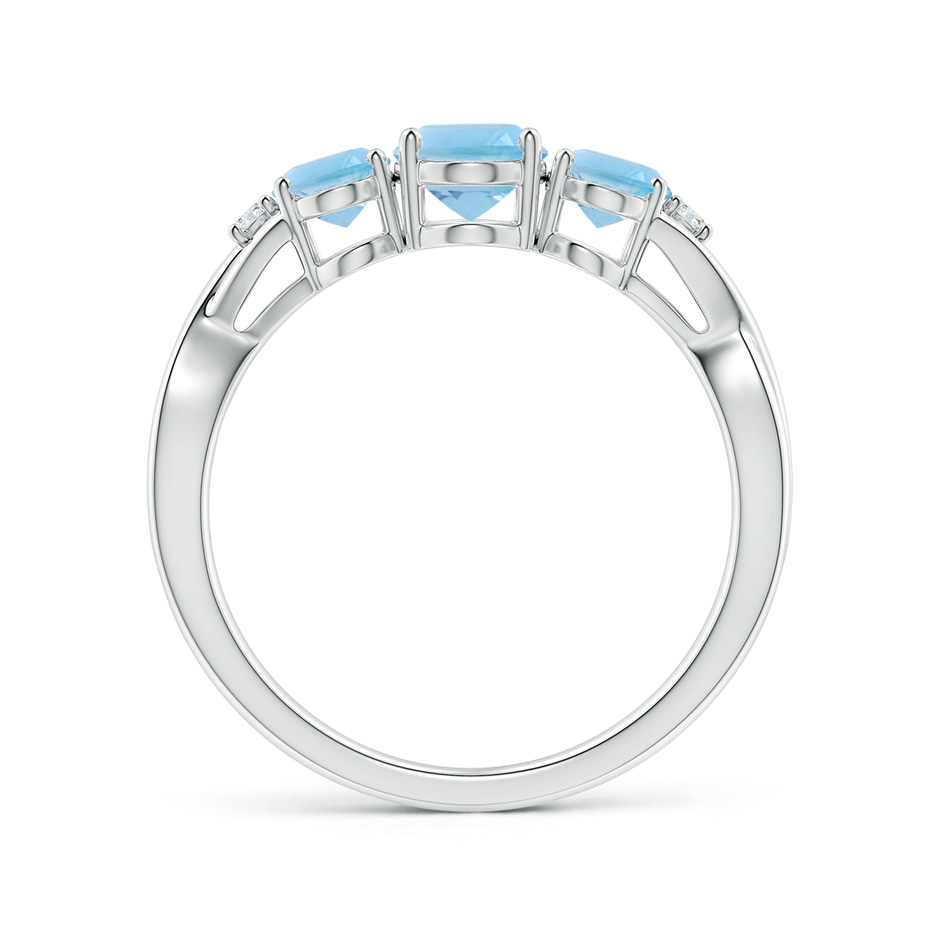 7x5mm A Oval Swiss Blue Topaz Three Stone Criss-Cross Ring in White Gold side-1