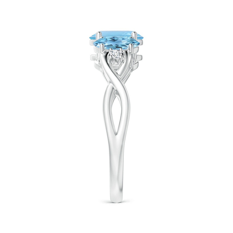 7x5mm A Oval Swiss Blue Topaz Three Stone Criss-Cross Ring in White Gold side-2