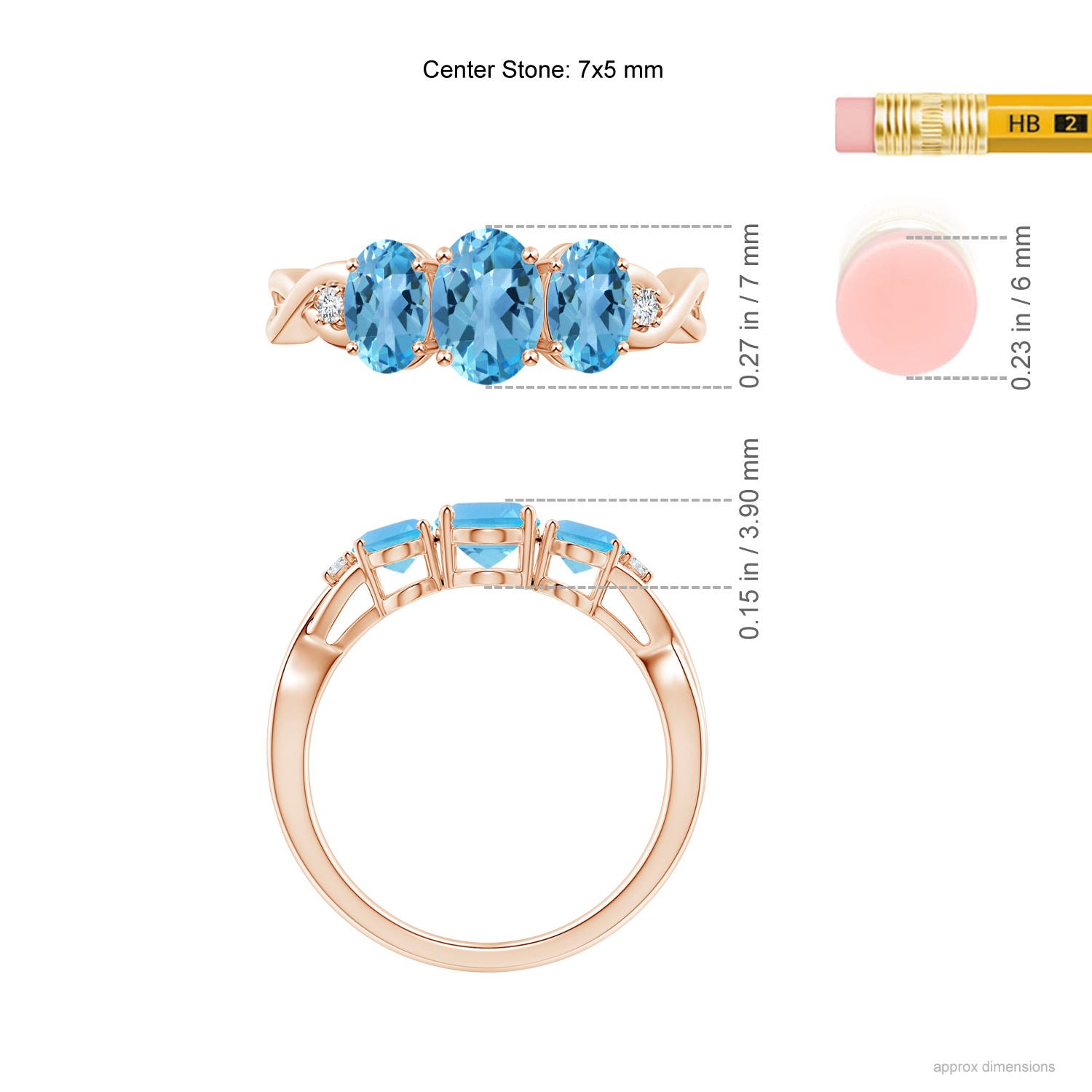 AA - Swiss Blue Topaz / 2.07 CT / 14 KT Rose Gold