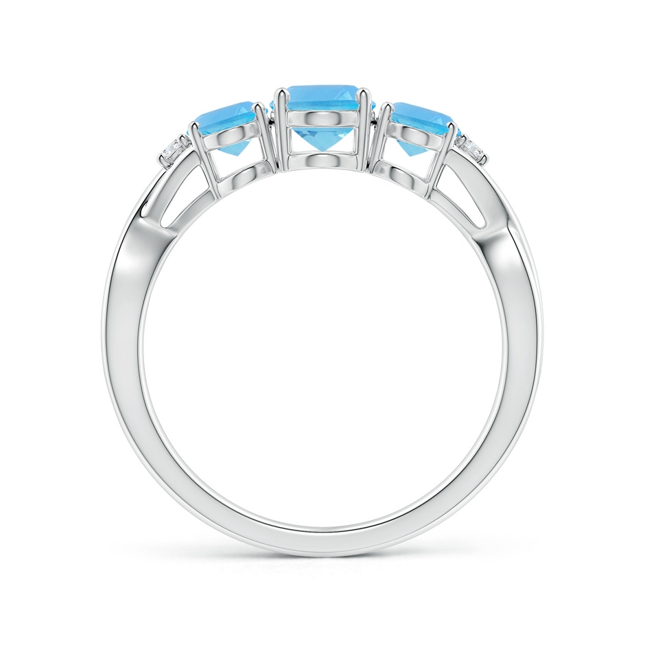 7x5mm AA Oval Swiss Blue Topaz Three Stone Criss-Cross Ring in White Gold side-1